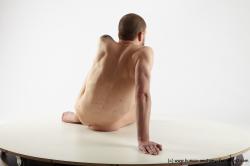 Nude Man White Sitting poses - simple Slim Short Brown Sitting poses - ALL Realistic